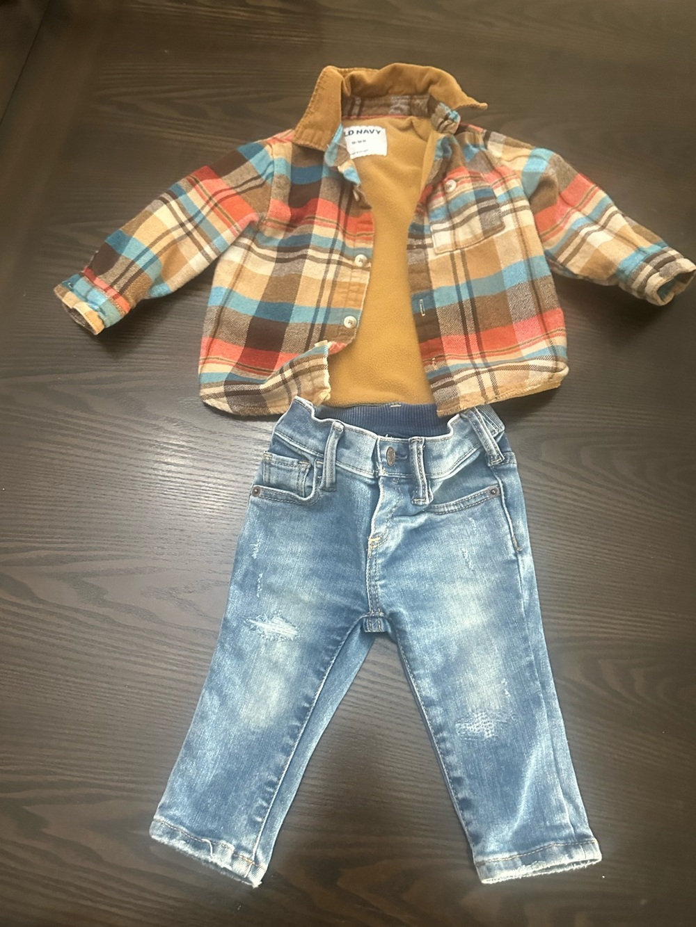GAP Blue Washed Denim Jeans and Old Navy Fleece